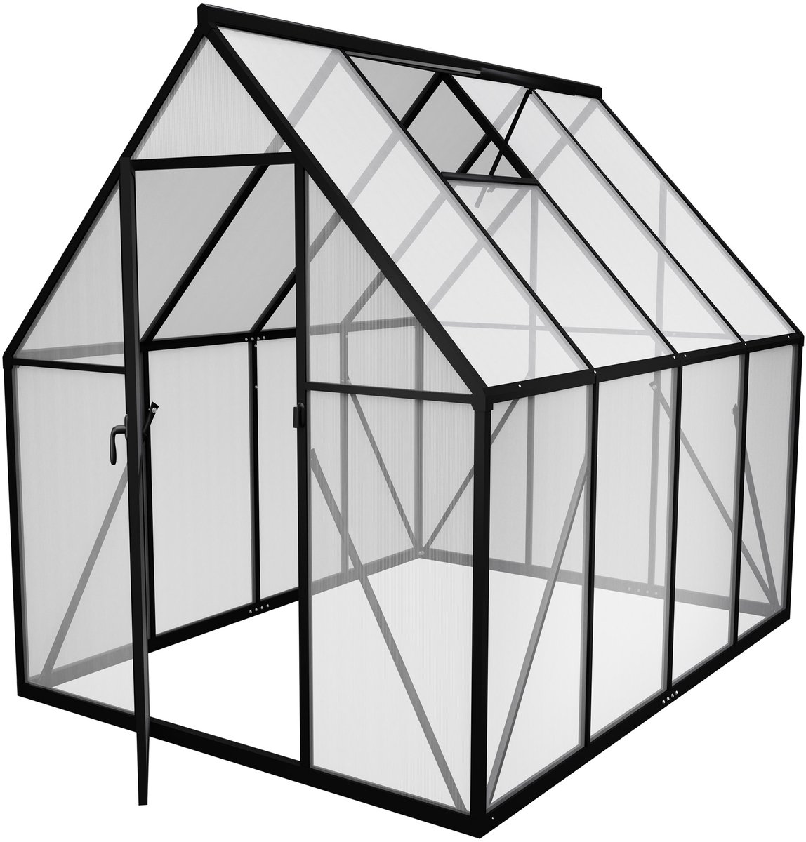 Aufun Kas Aluminium met Broeikas Fundering 230x185x195 cm Kas Tuin Koud Kaas Tuin Kas voor Buiten Kas Bouwpakket met Tunneldeur voor Tuinplantenteelt (6x8FT)