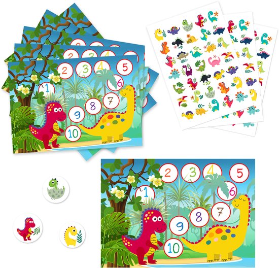 XXL Beloningssysteem + Grote Stickers - Beloningskaarten Dino's + Beloningsstickers - 3 Stickervellen + 5 Dubbelzijdige Beloningskaarten - Beloningssysteem Kind - Zindelijkheidstraining Kind - Beloningssysteem Jongens - Beloningskalender - Luiers