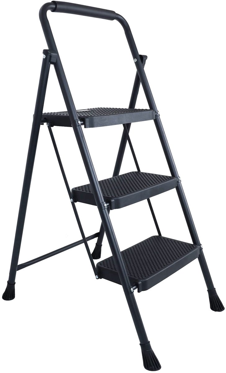 Ibenzoa® Veilige en Stabiele Inklapbare Ladder met Antislip Pedalen voor Huis en Kantoor