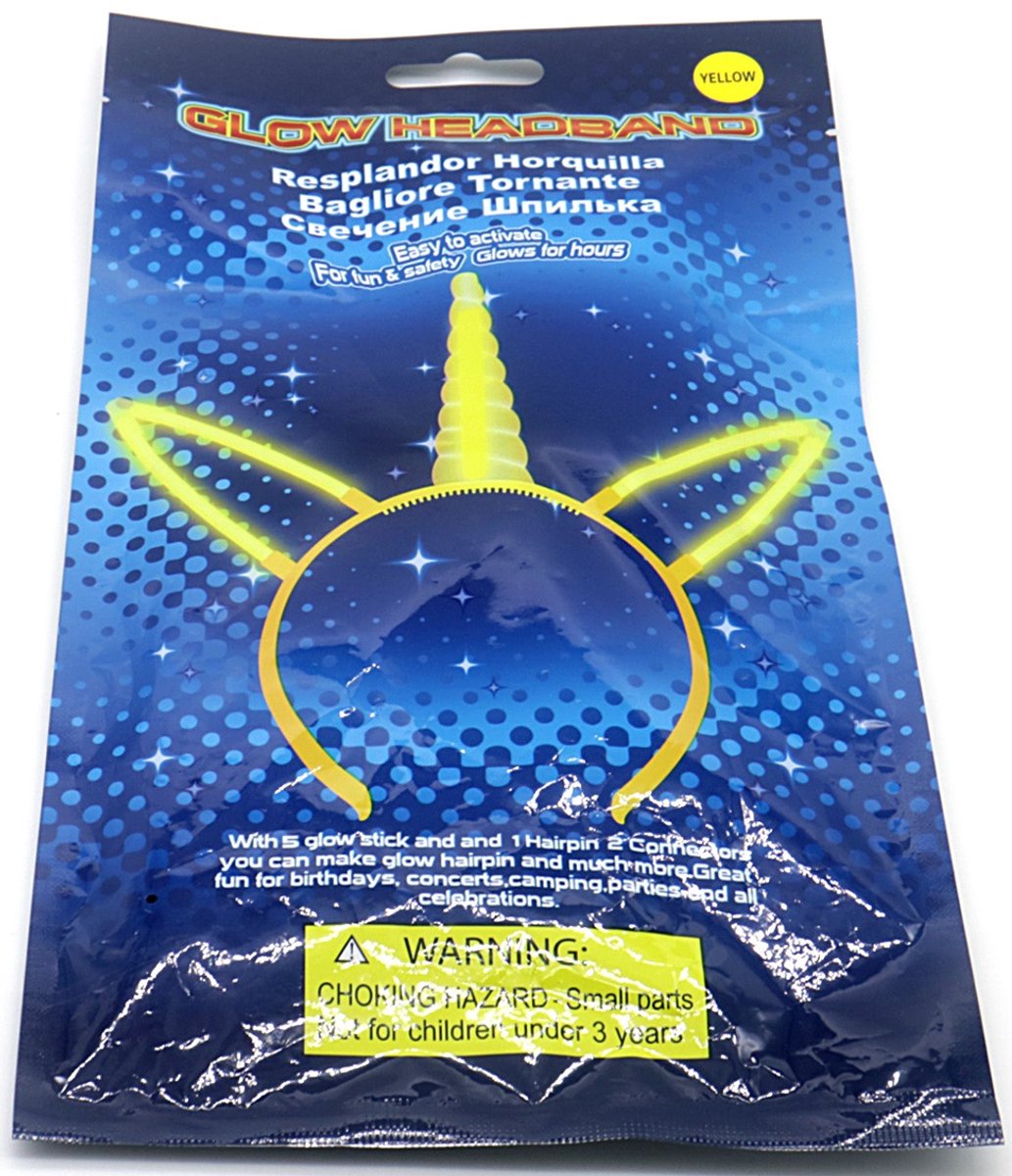 Glow Diadeem – Unicorn Design – Met Licht – Mixed Colors - 3 stuks - cadeau tip
