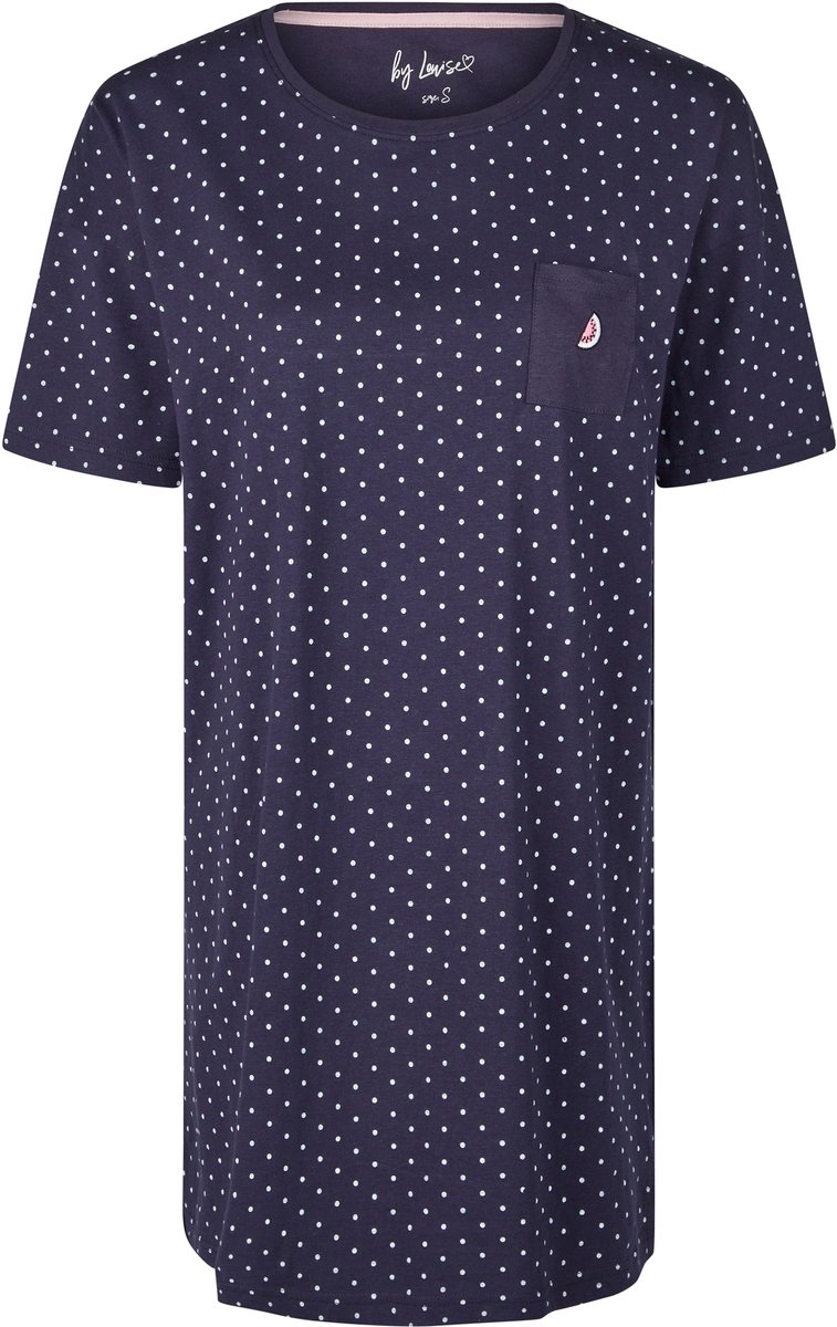 By Louise Dames Nachthemd Korte Mouw Blauw Gestipt Roze
