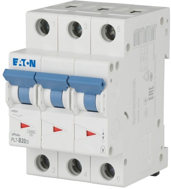 Disjoncteur Eaton tripolaire 20 A - PL7-B20/3 - Type B