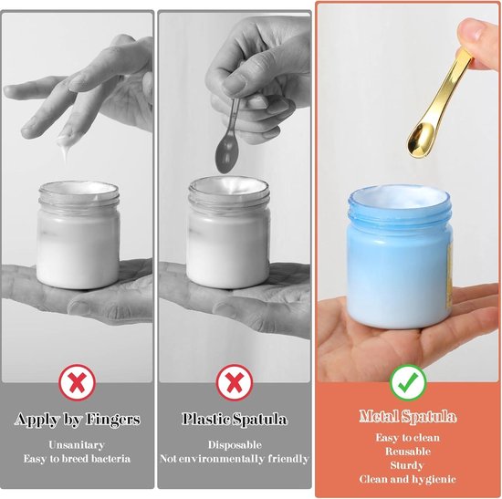 Set van 6 metalen make-up spatels en mini gezichtsspatels voor het hygiënisch aanbrengen van lotion, masker en crèmes, ideaal als huidverzorging accessoire — afbeelding 5