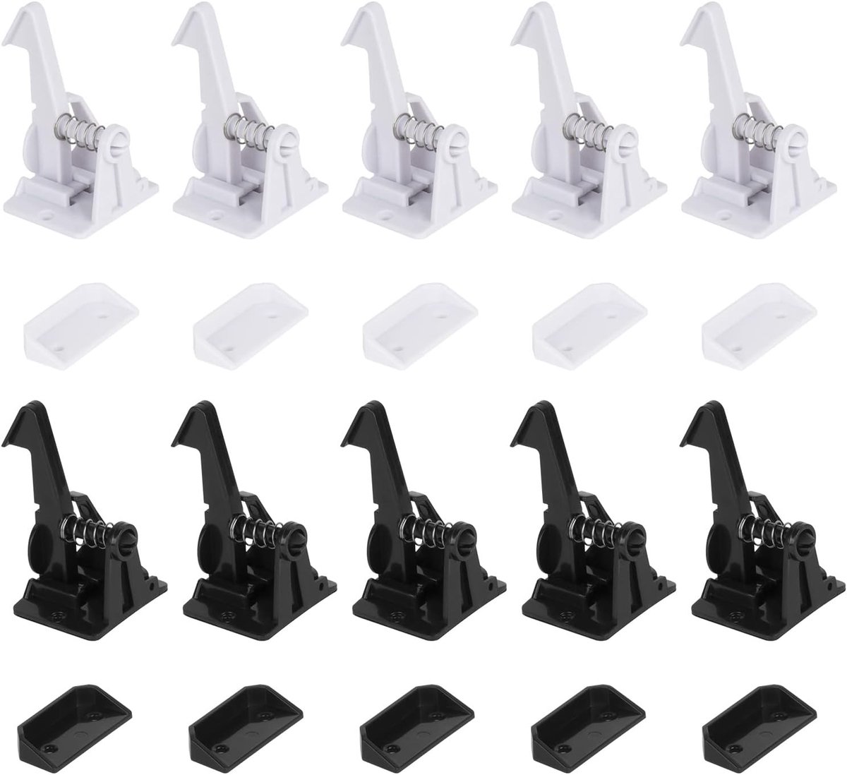 Image of 10 stuks Kindveilige Kastsloten - Zelfklevende, Onzichtbare Slot voor Laden en Kasten (Zwart/Wit)