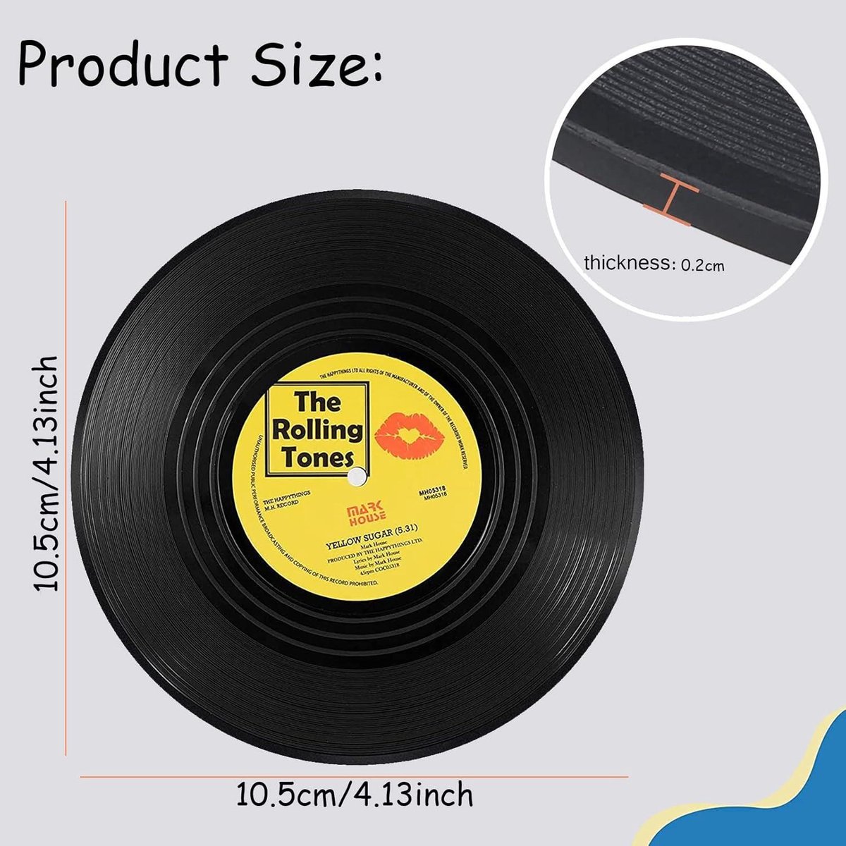 Retro Vinyl Grammofoonplaten Onderzetters - Set van 12 stuks