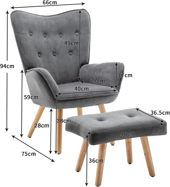 vidaXL Relaxstoel met Voetenbank - Stof - Crème Schommelstoel - Lounge Stoel
