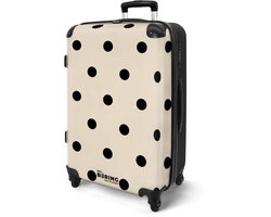 NoBoringSuitcases.com NoBoringSuitcases.com® - Koffer groot - Rolkoffer lichtgewicht - Beige met zwarte stippen - Reiskoffer met 4 wielen - Ruimbagage middelgroot