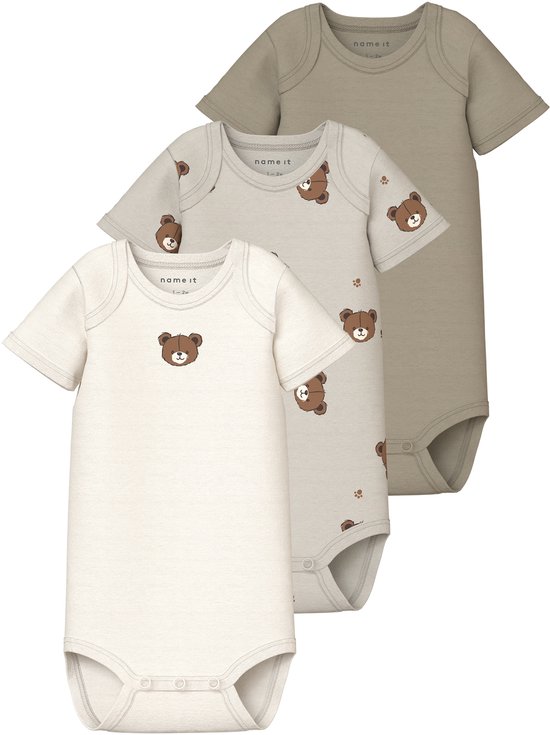 NAME IT Body Manica Lunga 3 Pezzi – Jet Stream Bear – Unisex Neonato – Morbido Cotone