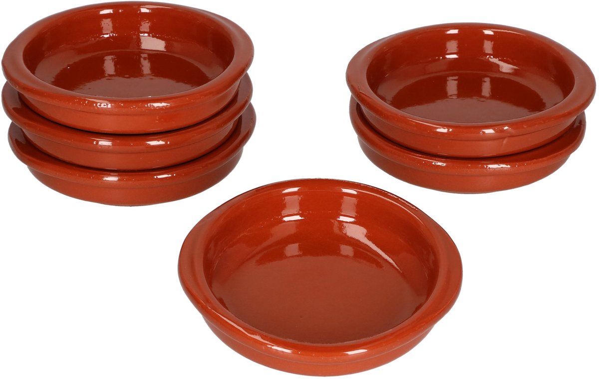 Set van 6 Cazuela kleikommen Bernd met handgrepen 10,5cm XS - 99511