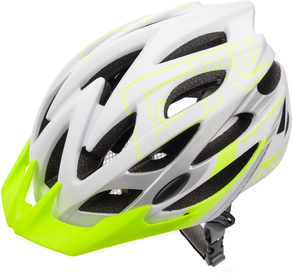 Meteor - Fietshelm - Gruver S 52-56 cm - wit/groen