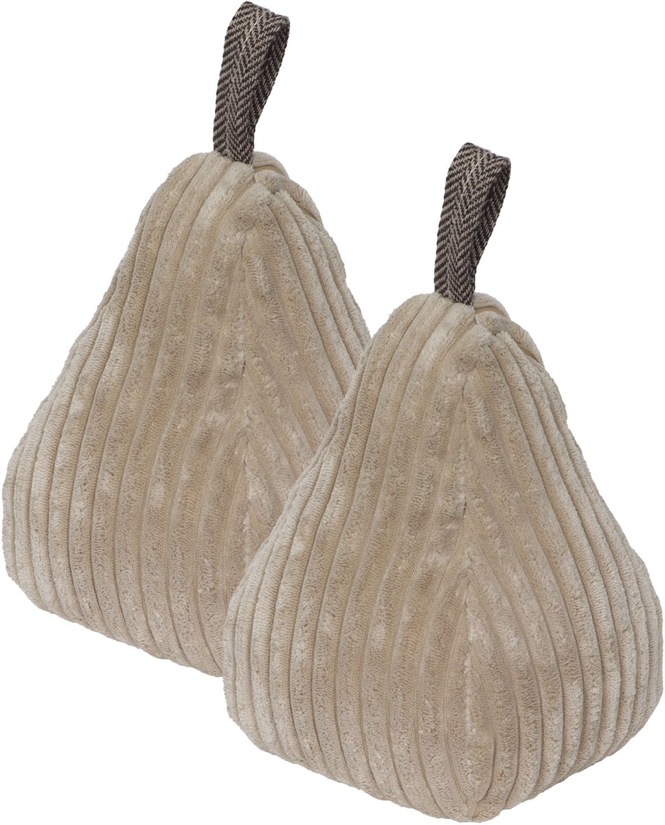 Luance Deurstopper - 2x - 1,8 kg - beige - stof - met lus - piramide vorm - 14 x 13 x 21 cm - deurstop