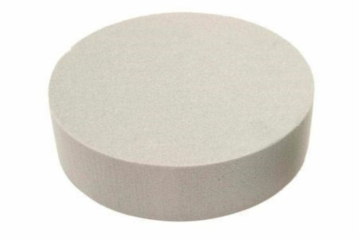 HBX Steekschuim/oase - droog - Rond - grijs - D18 x H6 cm - voor bloemen - bloemstukken