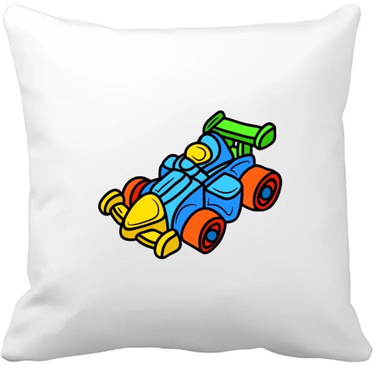 Akyol racewagen Kussen hoes - Auto - autosport liefhebbers - voertuig - speelgoed auto's - 40 bij 40 cm Multicolor