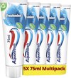 Aquafresh Freshmint 3in1 tandpasta voor een frisse adem voordeelverpakking 5 x 75ml, recyclebare plastic tube en dop