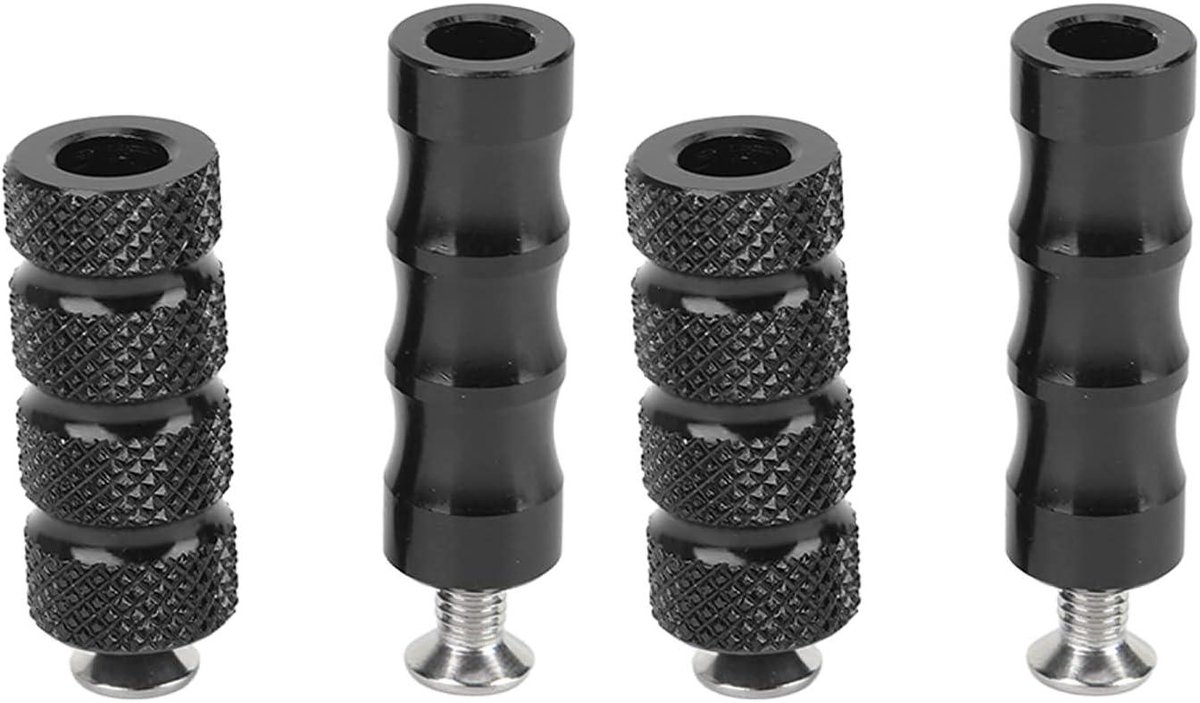2 Paar Gekartelde Shifter Peg Anti-Slip Versnellingspook Remhendel Voetsteunen Pedaal 6mm Gat Front Voetsteunen Voor Montage Bouten Moto(Zwart)