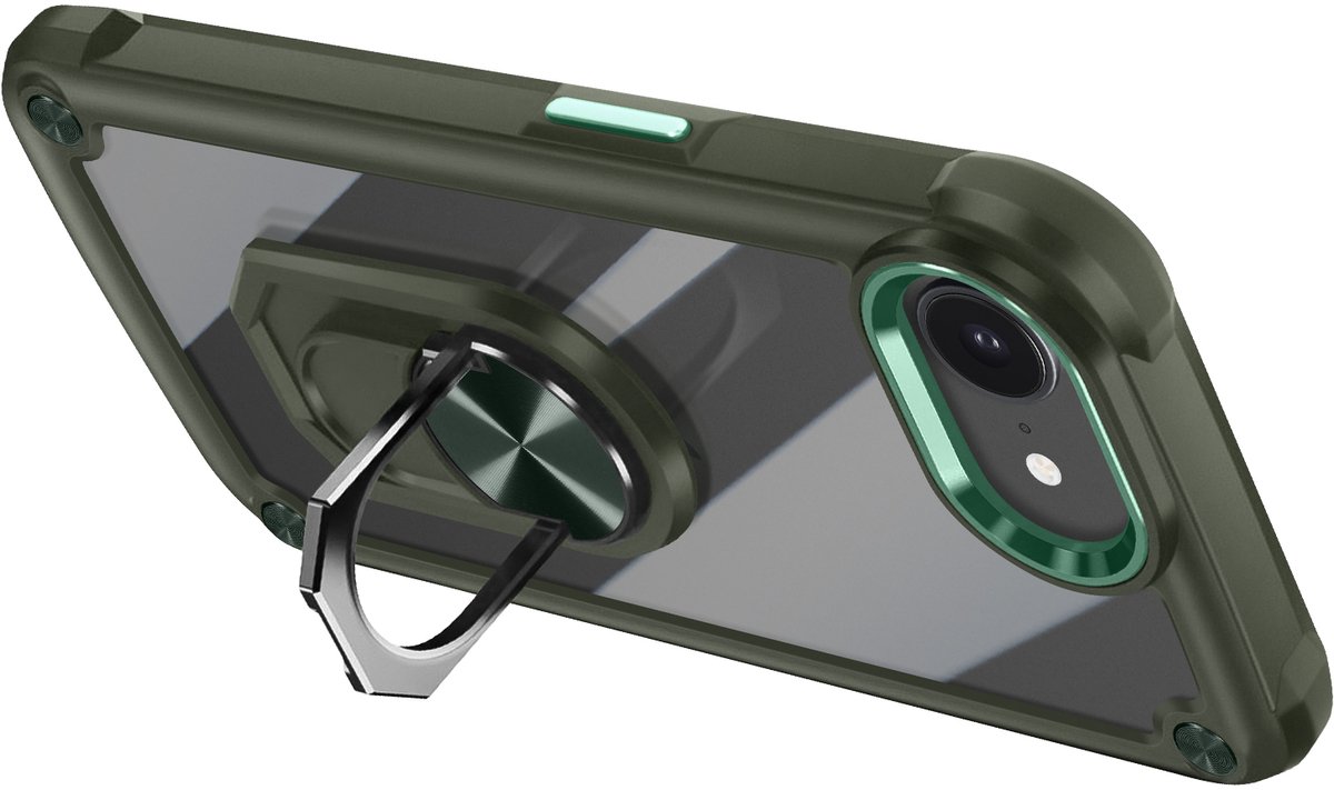 Avizar Hoesje Geschikt voor Apple iPhone 16e Magnetische Ring Videohouder, Groen