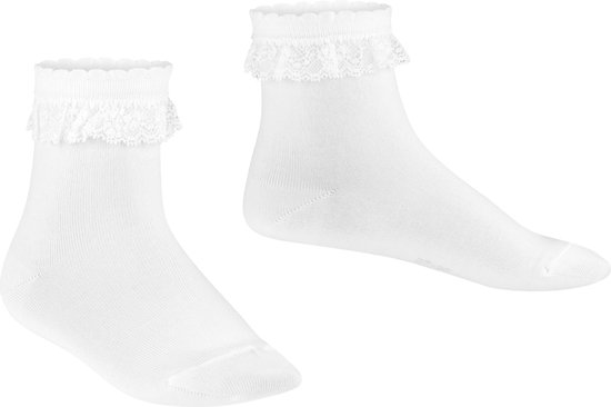 Witte kindersokken met kanten rand