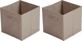 Urban Living Opbergmand/kastmand Square Box - 4x - karton/kunststof - 29 liter - beige - 31 x 31 x 31 cm - Vakkenkast manden