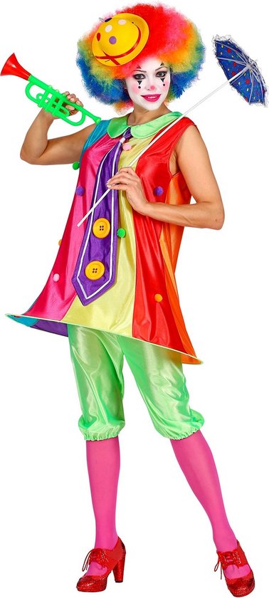 Widmann - Clown & Nar Kostuum - Hoepelrok Clown Circus Van De Lach - Vrouw - Multicolor - Medium - Carnavalskleding - Verkleedkleding
