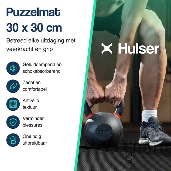 Hulser Puzzelmat - 30 x 30 x 1 cm - 12 stuks - 1,08 m2 - EVA foam mat - Fitnessmat ondergrond - Vloerbeschermer tegels - Rubberen isolatiemat extra dik - Fitness vloer ondertegels - Baby speelmat - Sportvloer kruipmat - Tenttapijt schuimmat - Zwembad