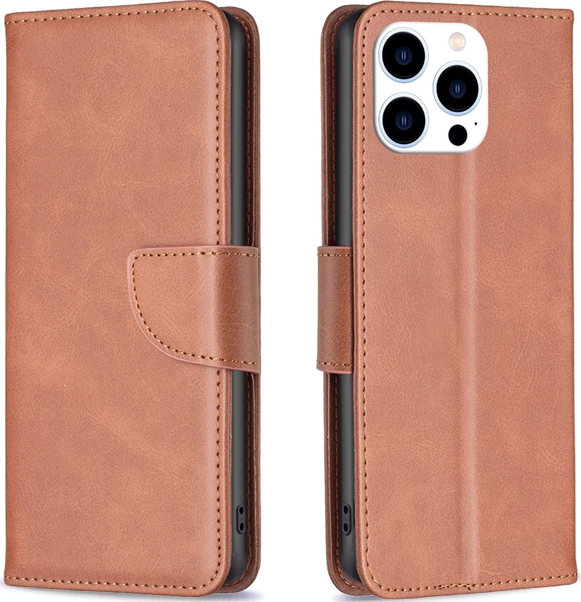 Mobigear Telefoonhoesje geschikt voor Apple iPhone 15 Pro Hoesje | Mobigear Excellent Bookcase Portemonnee | Pasjeshouder voor 3 Pasjes | Telefoonhoesje voor Pinpas / OV Kaart / Rijbewijs - Bruin