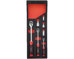 Omkeerbare ratel set voor smalle ruimtes, 1/4, 3/8 & 1/2"