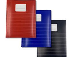 Schriften A5 formaat Lijn - Rood Blauw Zwart - 10 pak - Schoolschrift gelijnd - DULA