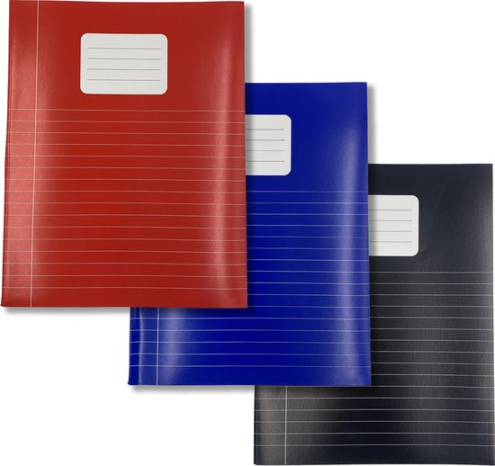 Schriften A5 formaat Lijn - Rood Blauw Zwart - 10 pak - Schoolschrift gelijnd - DULA