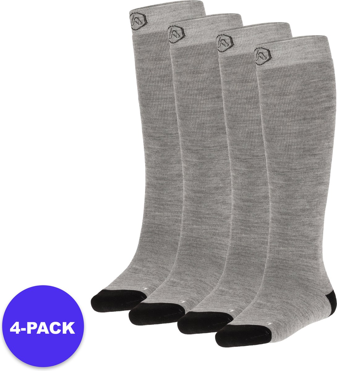 Apollo Skisokken kind Plain Unisex – 27/30 4-Pack Voordeelpakket Grijs