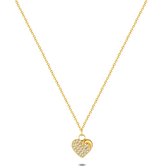 Twice As Nice Halsketting in goudkleurig edelstaal, hartje met steentjes, de lengte verstelbaar. 40 cm+5 cm