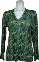 Angelle Milan – Travelkleding voor dames – Groene glamour blouse – Ademend – Kreukvrij – Duurzame Jurk - In 5 maten - Maat XXL