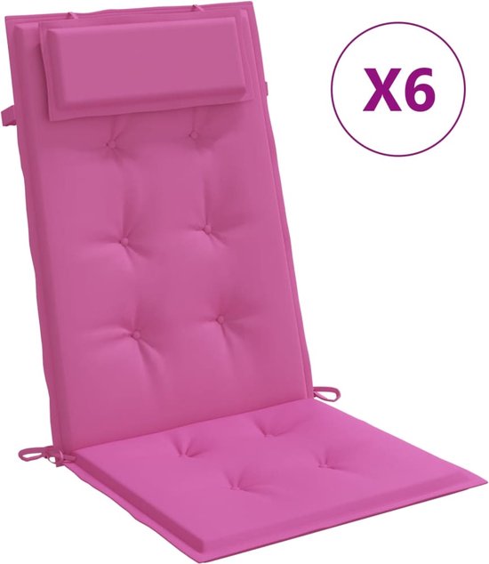 vidaXL - Stoelkussens - 6 - st - hoge - rug - oxford - stof - roze