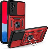 Coverup Ring Kickstand Back Cover met Camera Shield - Geschikt voor Samsung Galaxy A13 5G Hoesje - Rood