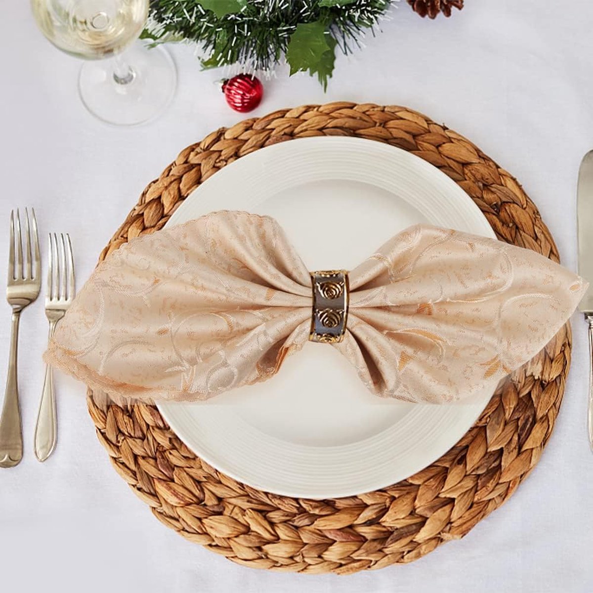 Stoffen Servetten, 6 Stuks Hoogwaardige Beige Servetten 40 X 40 Cm Tafeldecoratie Servetten Bruiloft Verjaardag Linnen Servetten Herbruikbare Feesten Diners Cafe Restaurant