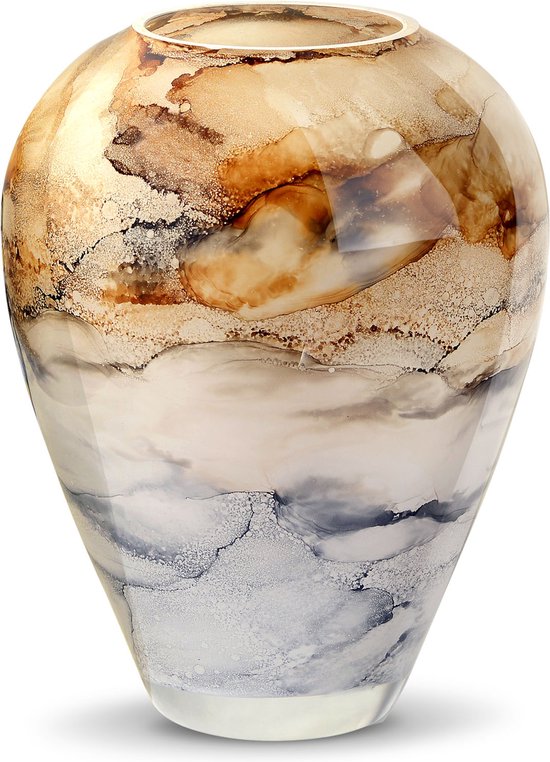 Terroso - Vaas Sand, Glas Marmer, Elegante, Hoogte 27 cm