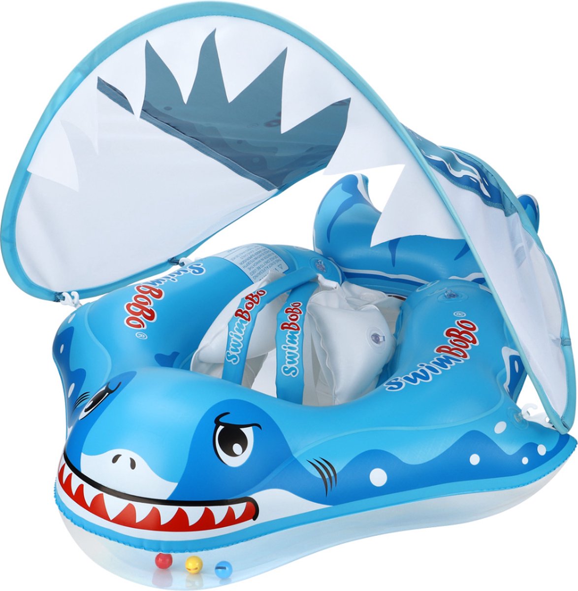 HECCEI Baby Zwemband met Zonnedak Leren Zwemmen, Mambobaby Autom Opblaasbare Swim Ring Zwemmen Baby Swimming Float Zwembad voor 3-24 Maanden