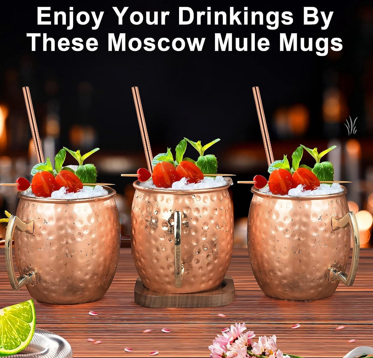 Verre Moscow Mule, Ensemble de Verres en Cuivre Faits à La Main