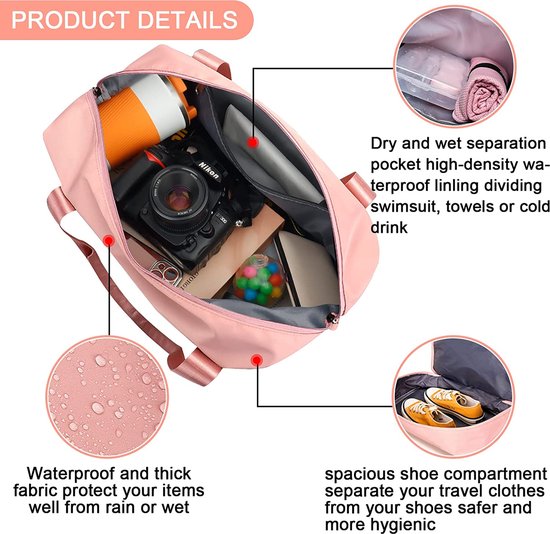 Sac De Voyage CS COSDDI 36L Extensible | Séparation Sec/Humide | Sac Sport Week-End Imperméable