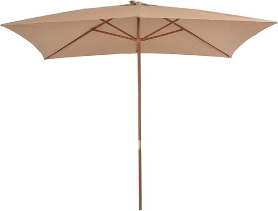 Tuin parasol Taupe met Houten Paal 200x300CM - Tuinparasol - Stokparasol  tuin - Buiten... | bol.com