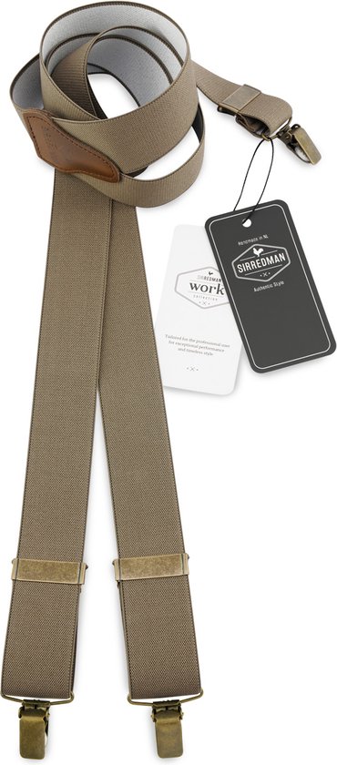 Sir Redman - WORK bretels - 100% made in NL, taupe elastiek
