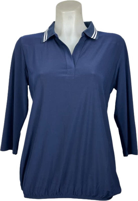 Angelle Milan – Travelkleding voor dames – Navy Sportieve blouse met Band – Ademend – Kreukvrij – Duurzame Jurk - In 5 maten - Maat XXL
