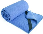 Microfiber Hot Yoga handdoekmat met antislip siliconen handvat en veilige rubberen banden, 24 x 72 inch, blauw