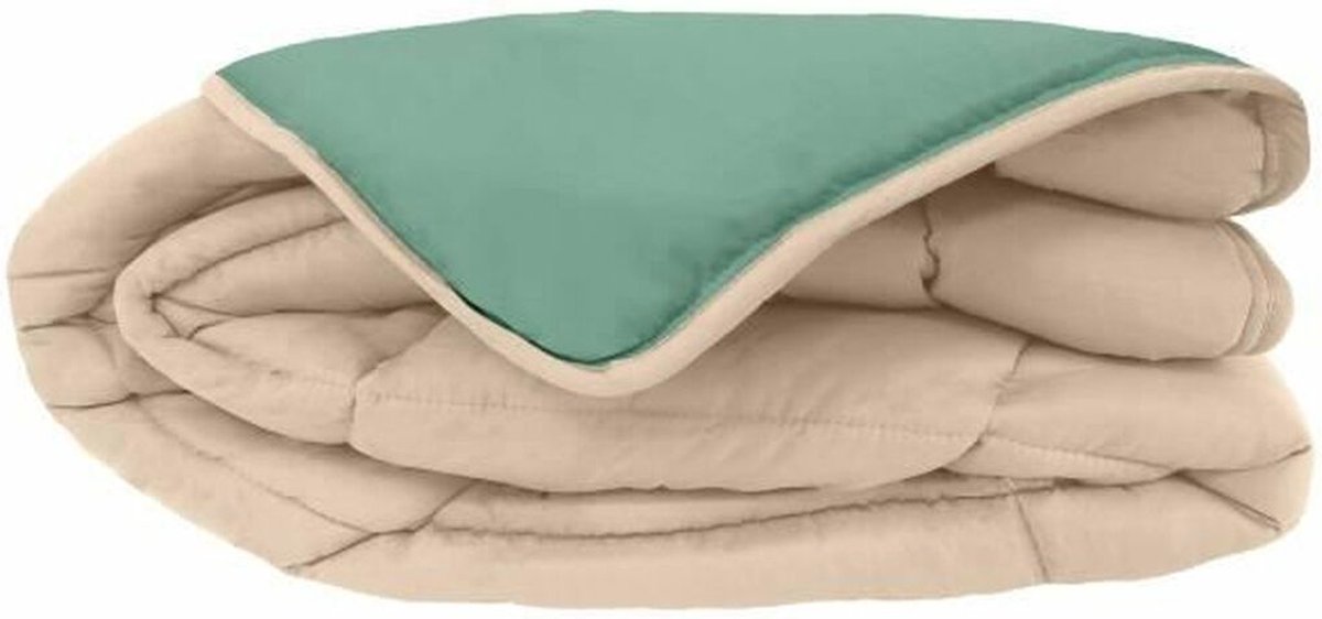 Bedrukt Dekbed Hoesloos Wasbaar Zonder Overtrek Eenpersoons - Zelesta® Easybed - Lichtgrijs & Zeegroen 140x200cm