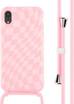 iMoshion Hoesje Geschikt voor iPhone Xr Hoesje Met Koord - iMoshion Siliconen design hoesje met koord - Roze / Retro Pink