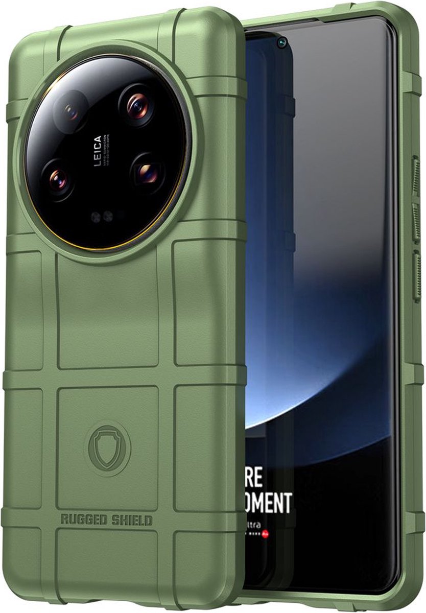 MobyDefend Hoesje - Geschikt voor Xiaomi 13 Ultra - Rugged Shield TPU Backcover - Groen