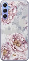 Samsung A34 hoesje - Floral Print - Bloemen - Beige - Soft Case Telefoonhoesje - TPU Back Cover - Casevibes