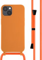 iMoshion Hoesje Geschikt voor iPhone 13 Hoesje Met Koord - iMoshion Siliconen hoesje met koord - Oranje