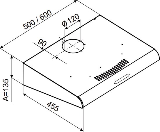 MEDION afzuigkap 60 cm (zonder kop, glas, 3 niveaus, aluminium