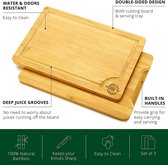 2-in-1 grote premium houten bamboe snijplank set & lade | set van 3 | snijplank set met sapgroef | professionele kwaliteit voor keuken | perfecte snijplanken voor brood, vlees, fruit