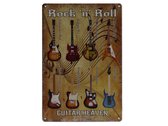 Wandbord – Mancave – Rock 'n Roll - Gitaar – Vintage - Retro - Wanddecoratie – Reclame bord – Restaurant – Kroeg - Bar – Cafe - Horeca – Metal Sign - 20x30cm